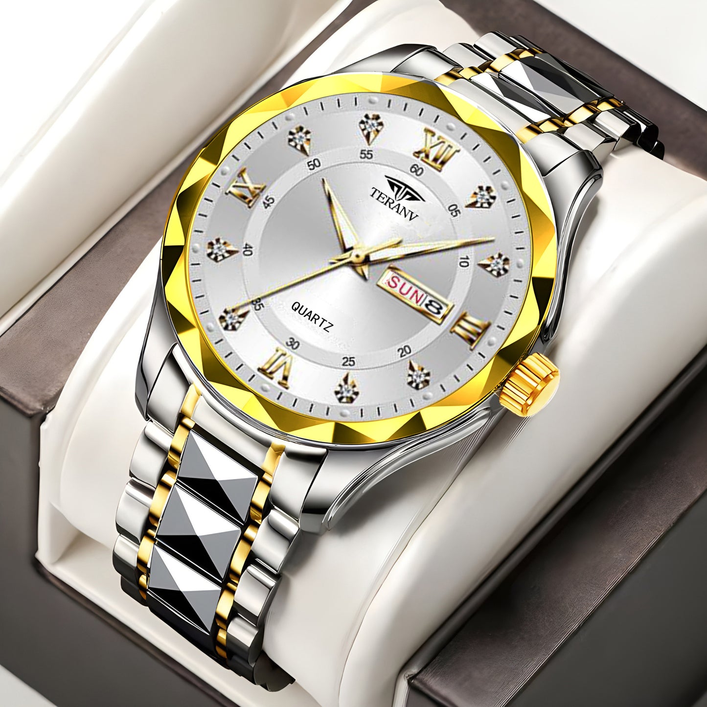 Watch Men's Chinese And English Calendar Diamond Shell