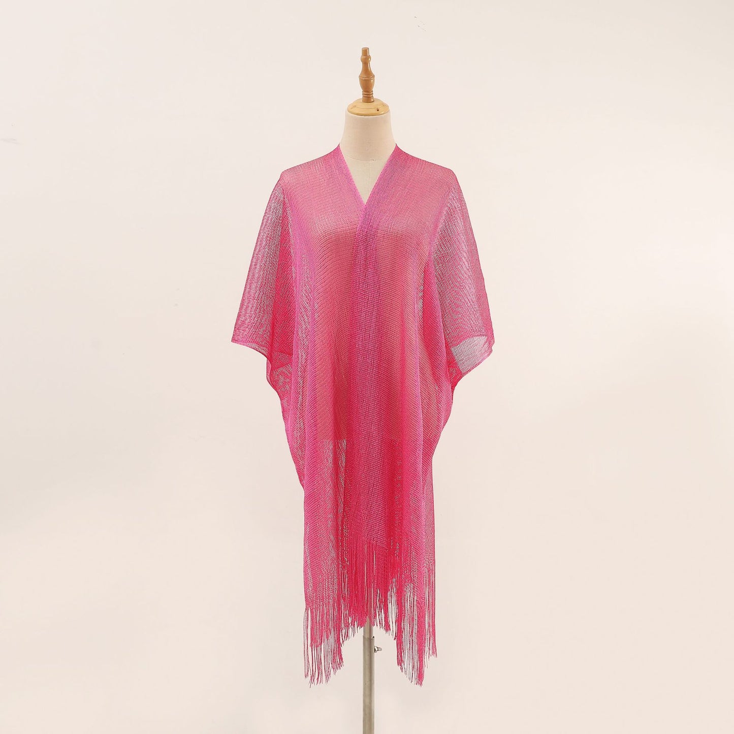 Flat Towel Shawl Gold And Silver Silk Slit Fashionable Beachwear Vacation Sun Protection Shirt