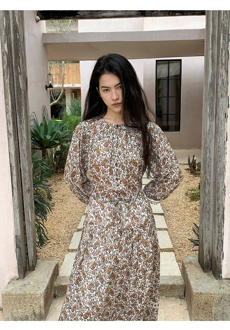Women's Fashionable Elegant Loose-Fitting Floral Print Dress