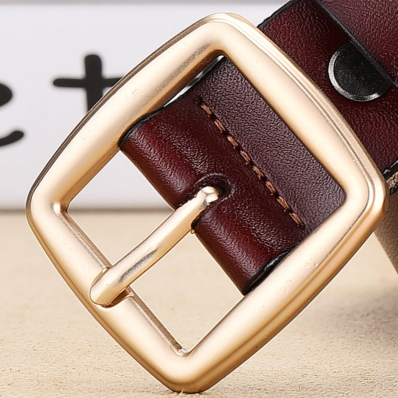 Ladies Korean Style Simple Gold Pin Buckle Belt