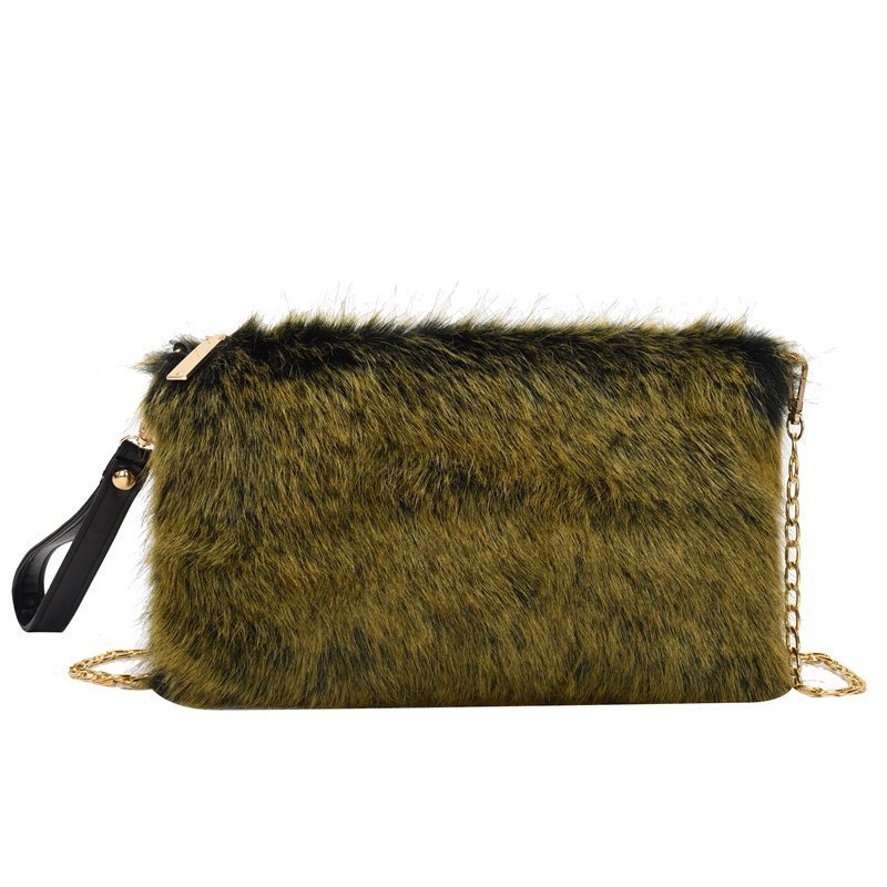 Women's Fashion All-matching One-shoulder Crossbody Chain Plush Bag