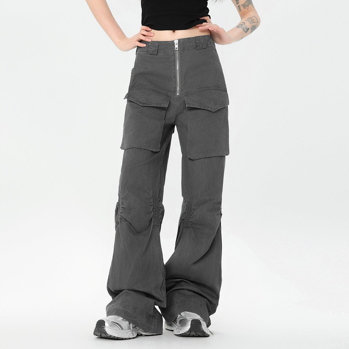 Retro Overalls American Fashion Brand Slim Fit Straight Cargo Pants