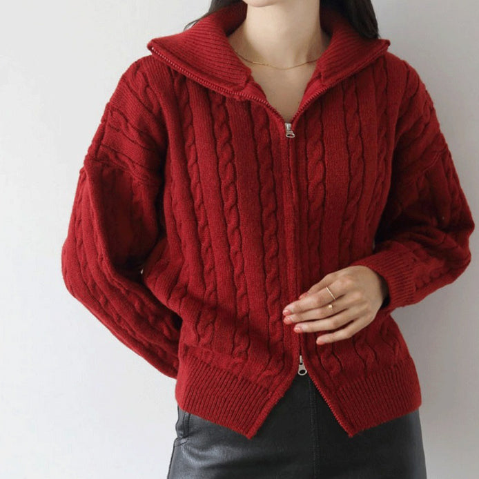 Japanese-style Christmas Cable-knit Sweater Jacket