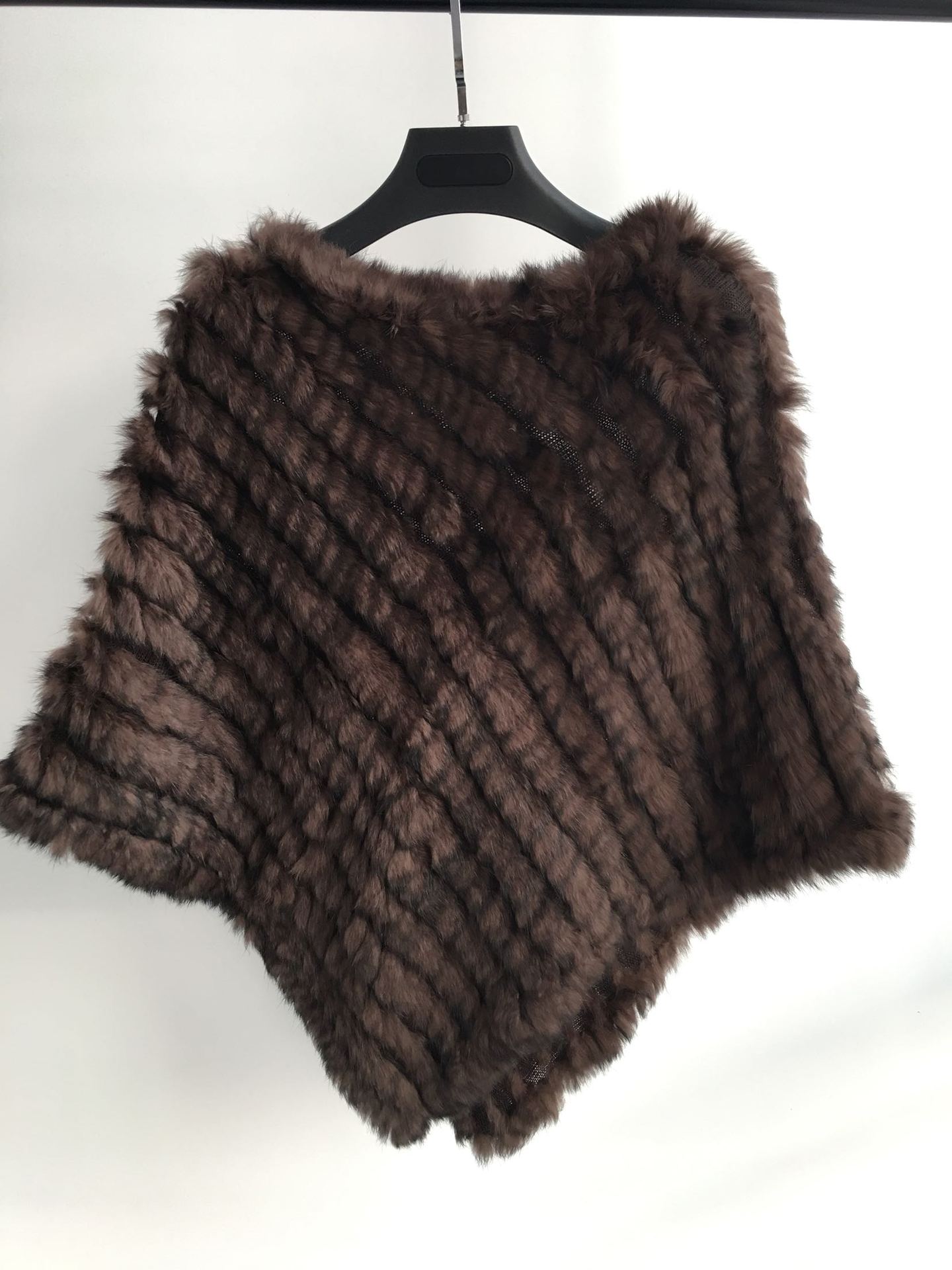 Rabbit wool shawl cloak scarf ladies triangle bib leather grass handmade scarf fur triangle head