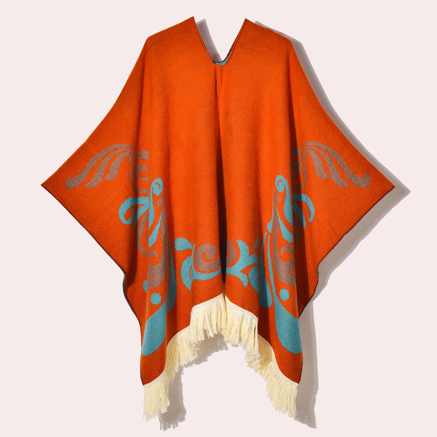 Western Denim Style Men's And Women's Shawl Tassel Pullover Keep Warm Outdoor Large Cloak