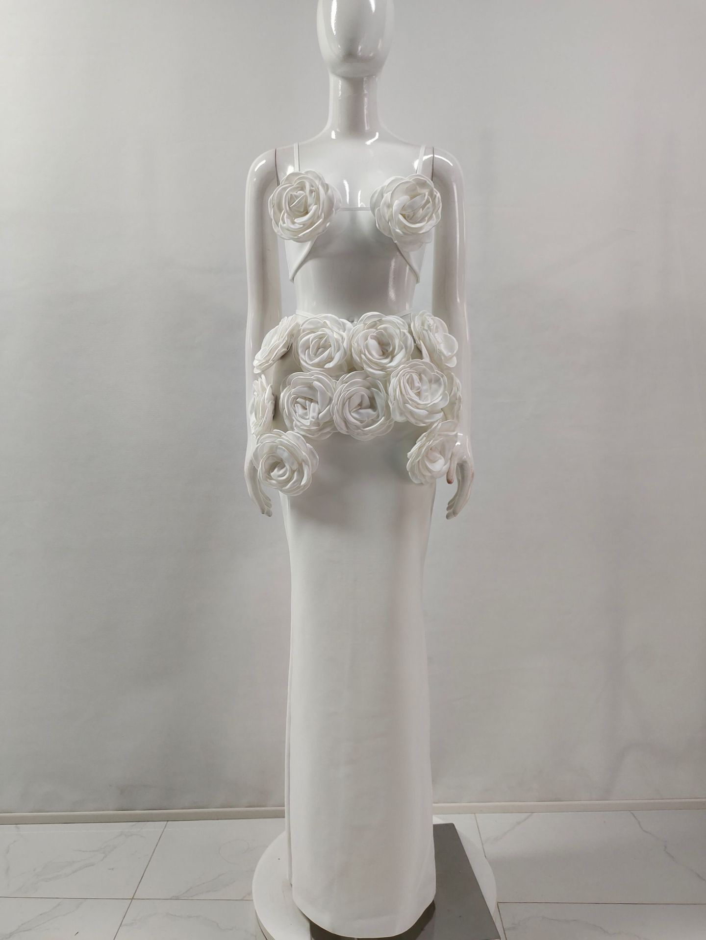 Sling Rose Midriff Outfit Backless Temperament Twinset