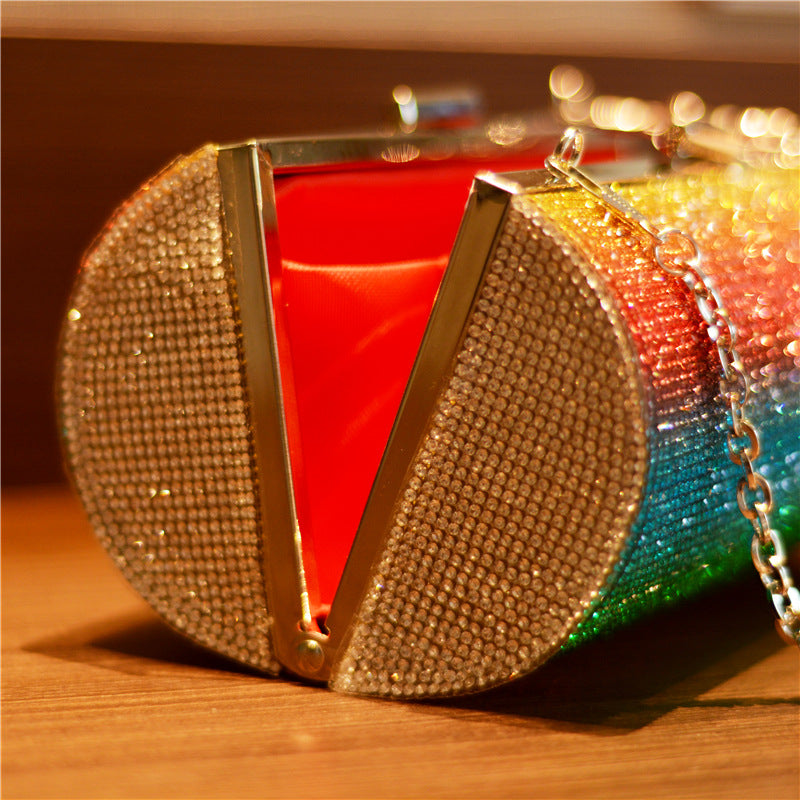 Regnbue Rhinestone Pung Aften Taske