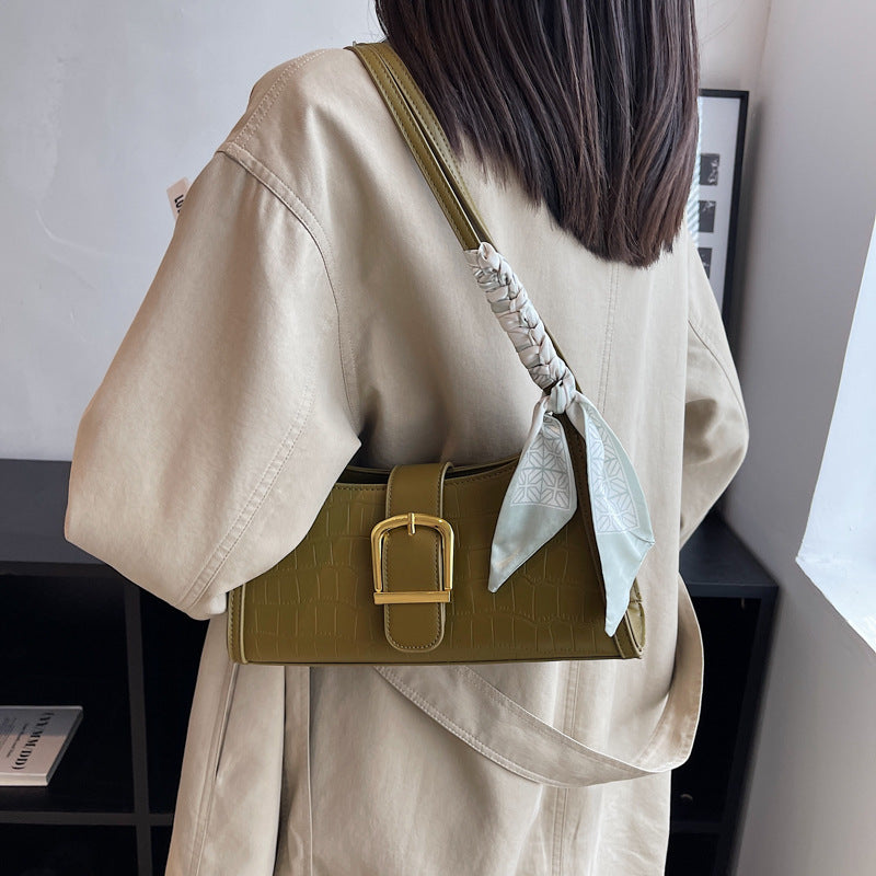 High Sense Special-interest Design Spring Alsidig Mode En Skulder Underarm Baguette Taske