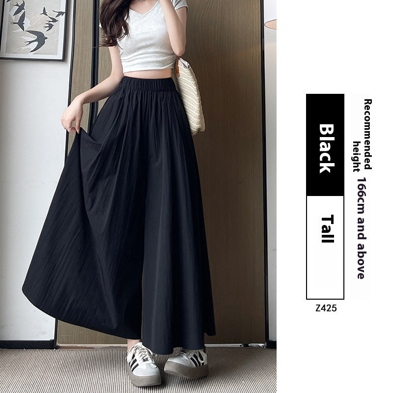 High Waist Slimming A- Line Skirt Casual Small Ice Silk Wide-leg Pants