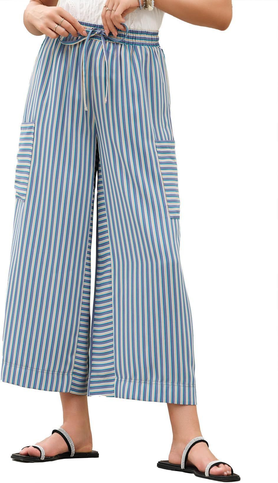 Summer Stripes Straight-leg Pants Women's Clothing