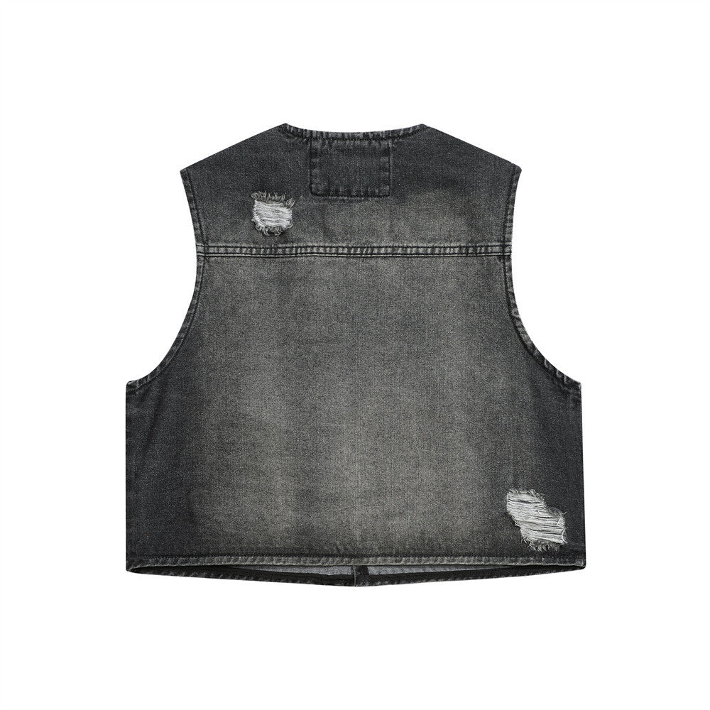 Fashion Street Functional Hole Frock Vest Male