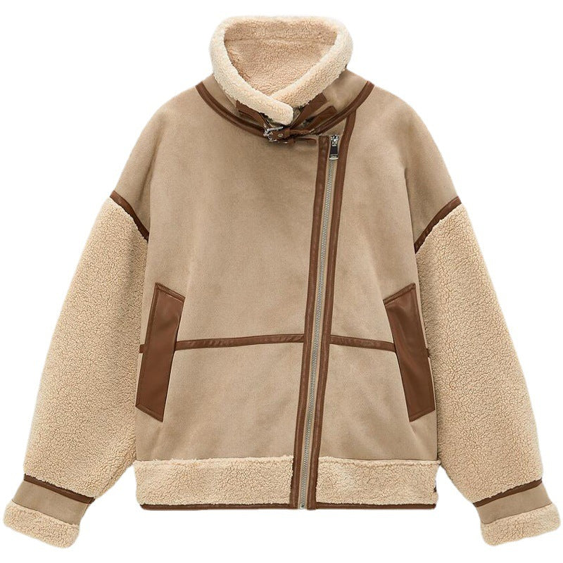 Veste zippée simple avec coutures pour femme