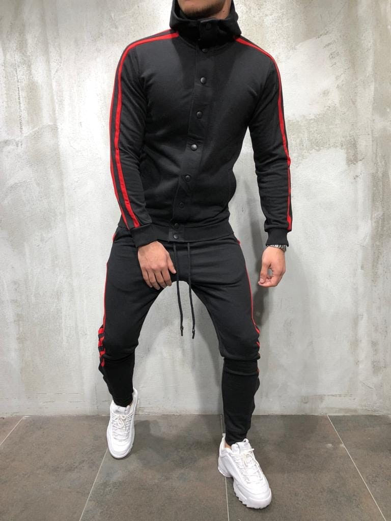 Hooded button cardigan men's sports