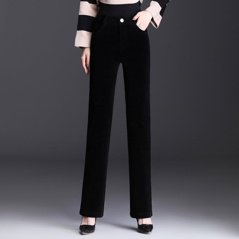 High Waist Straight Corduroy Women's Pants Loose Lamp Wick