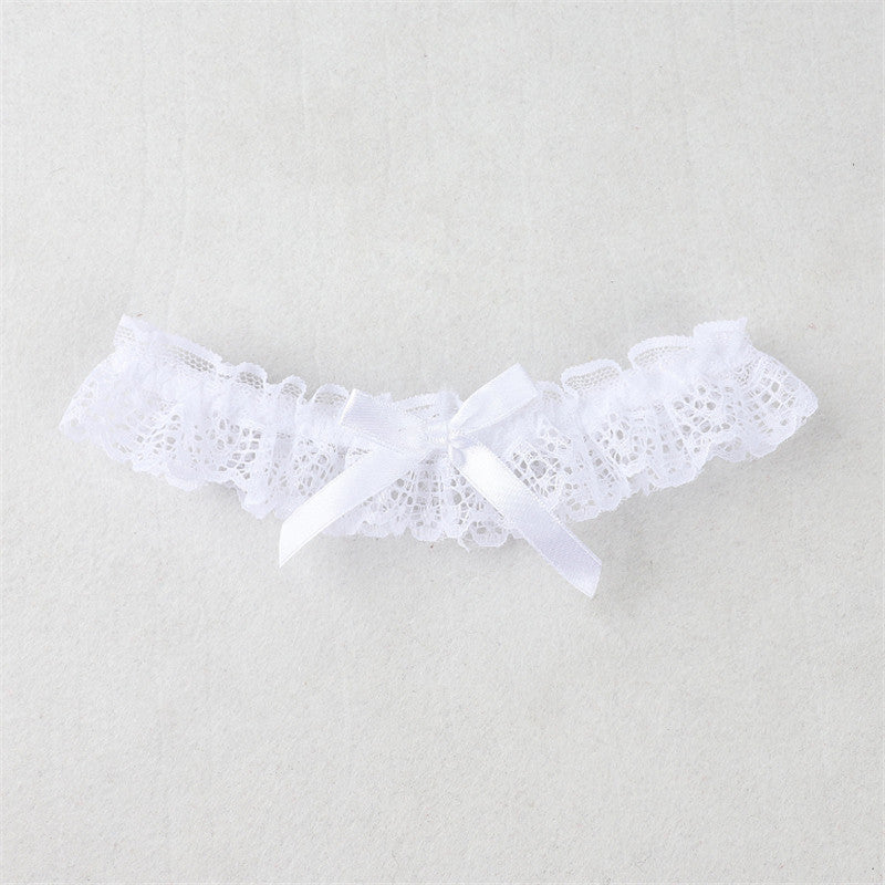 White Feather Leg Ring Rose Red Lace