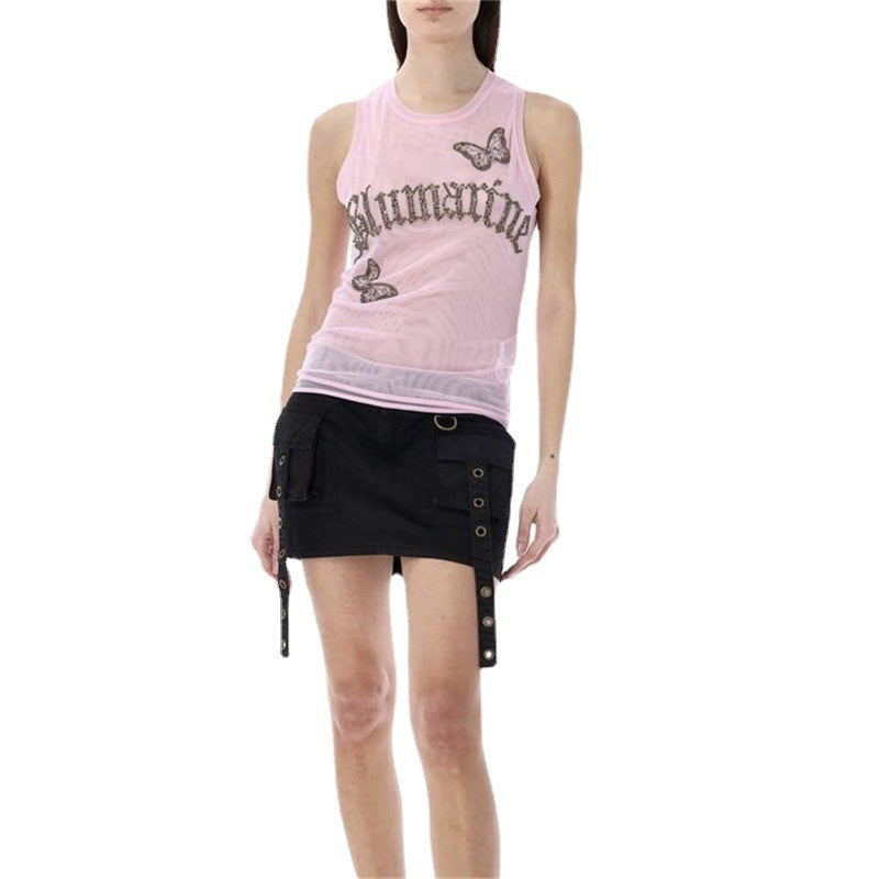 Women's Solid Color Slim Fit Street Fashion Round Neck Sleeveless Top For Women