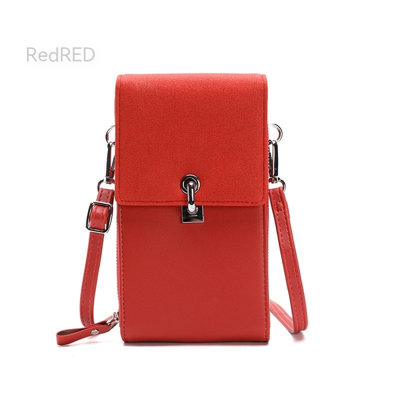 Solid Color Simple Mobile Phone Bag PU One-shoulder Crossbody