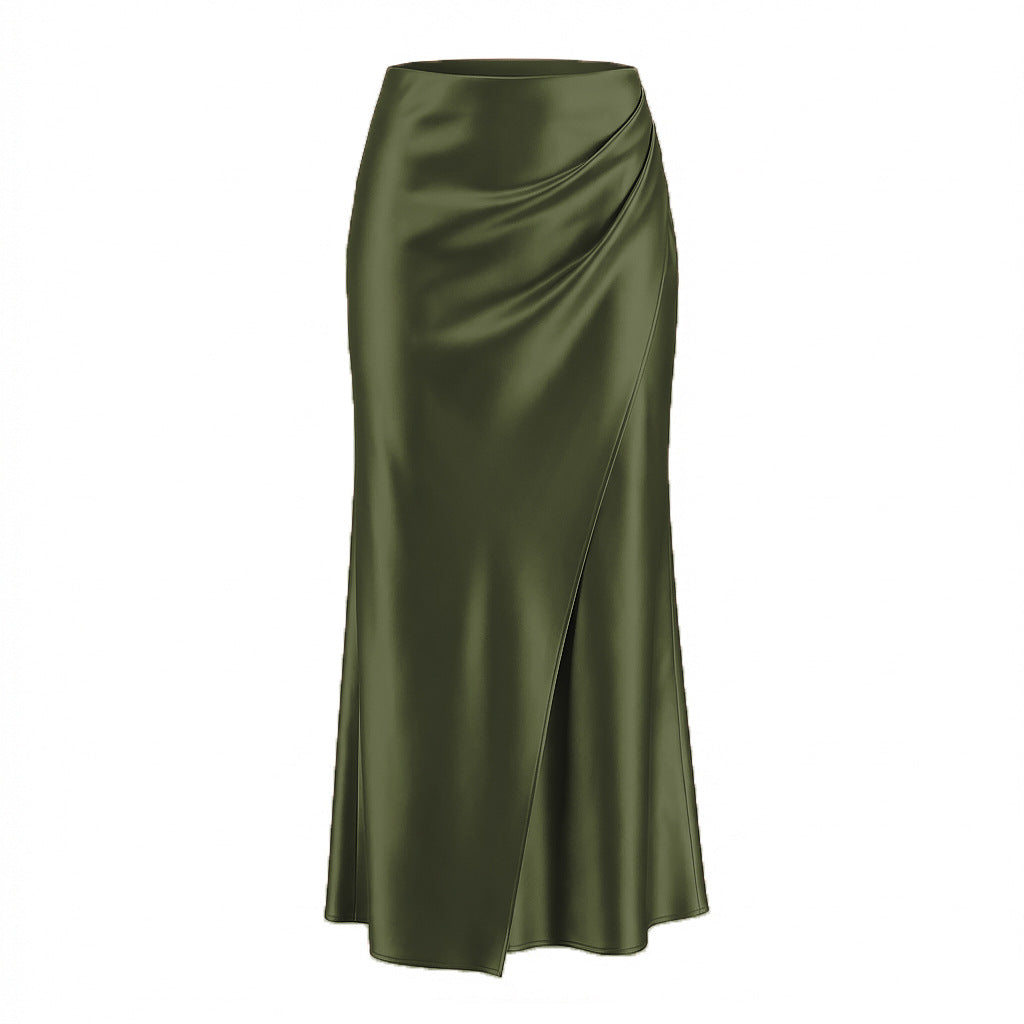 New Puffed Satin Skirt With Elastic Waist