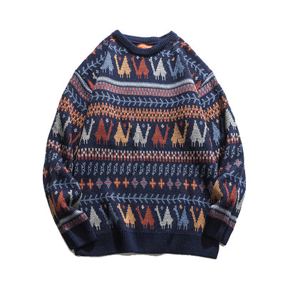 Japanese Trend Knitted Sweater Ethnic Style Couple Wear