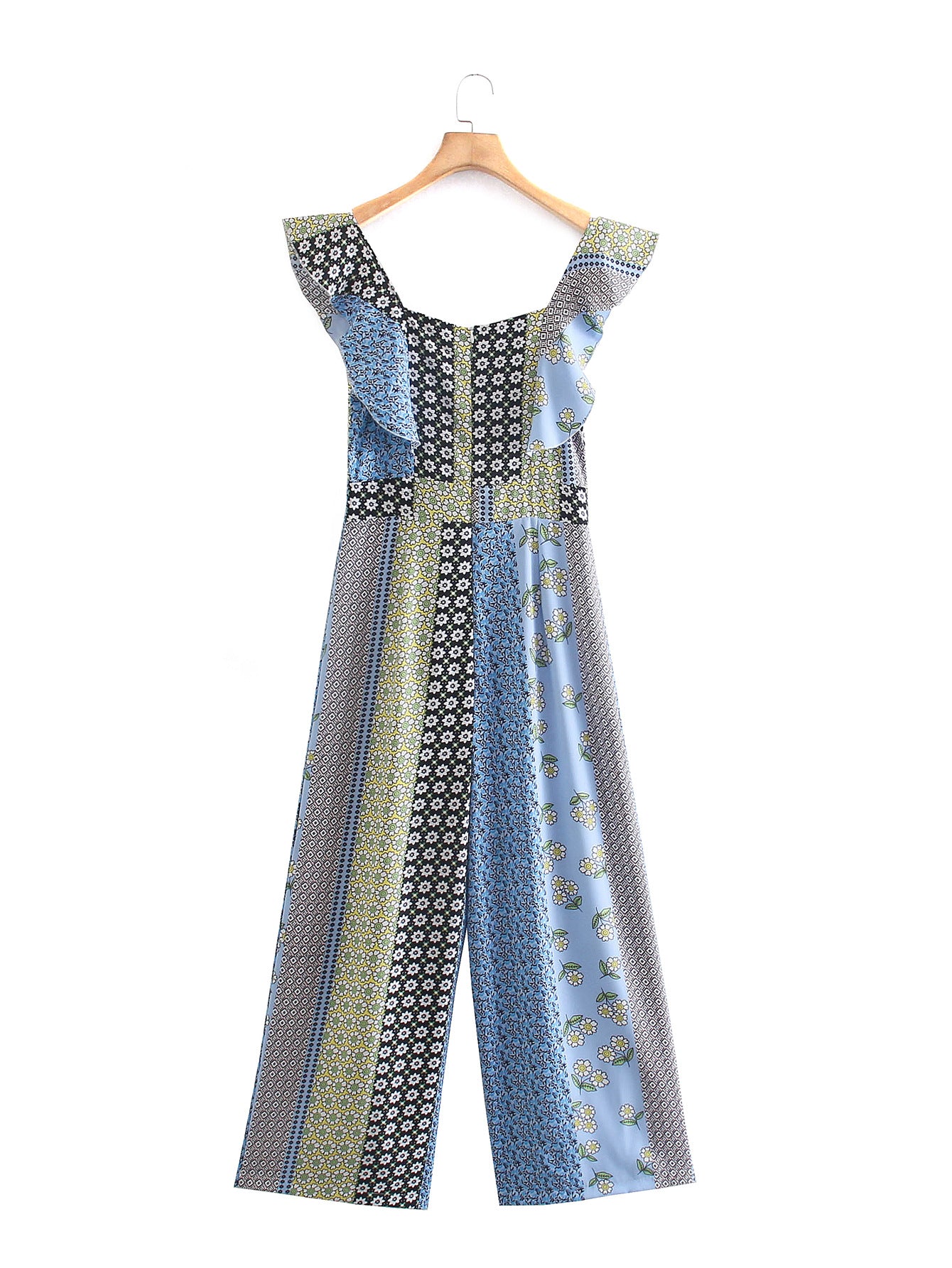 New Womens Ruffled Print One Piece Pants