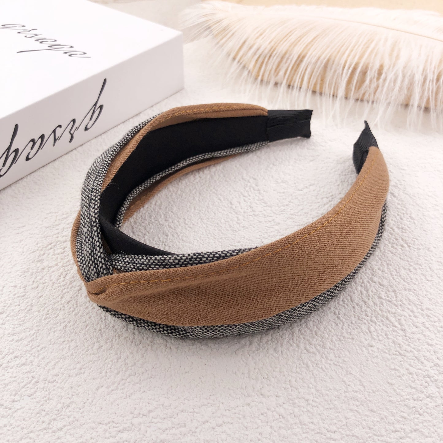 Suede flower hit color headband