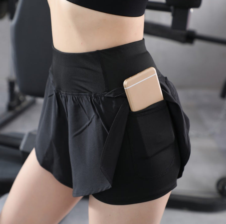 Quick-drying fake two-piece fitness pants