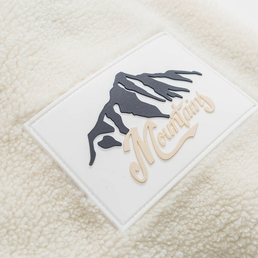 Stand Collar Milky White Lamb Wool Cotton Coat Men