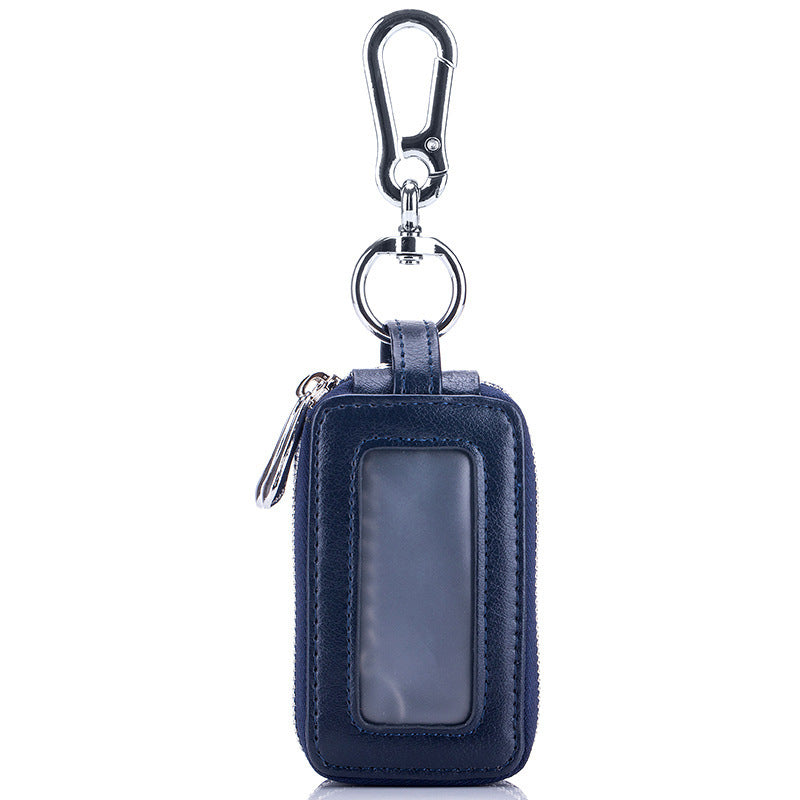 Cowhide Car Key Case Leather Double Zipper