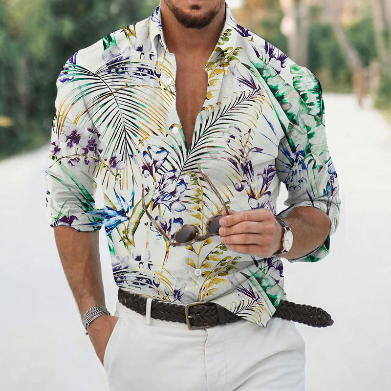 Men's Fashion Printed Cardigan Long-Sleeve Shirt
