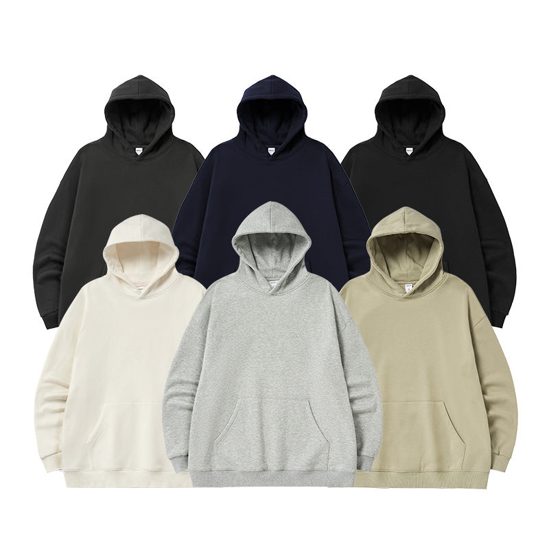 Single-layer Fleece-lined Hooded Sweater Loose Casual Top