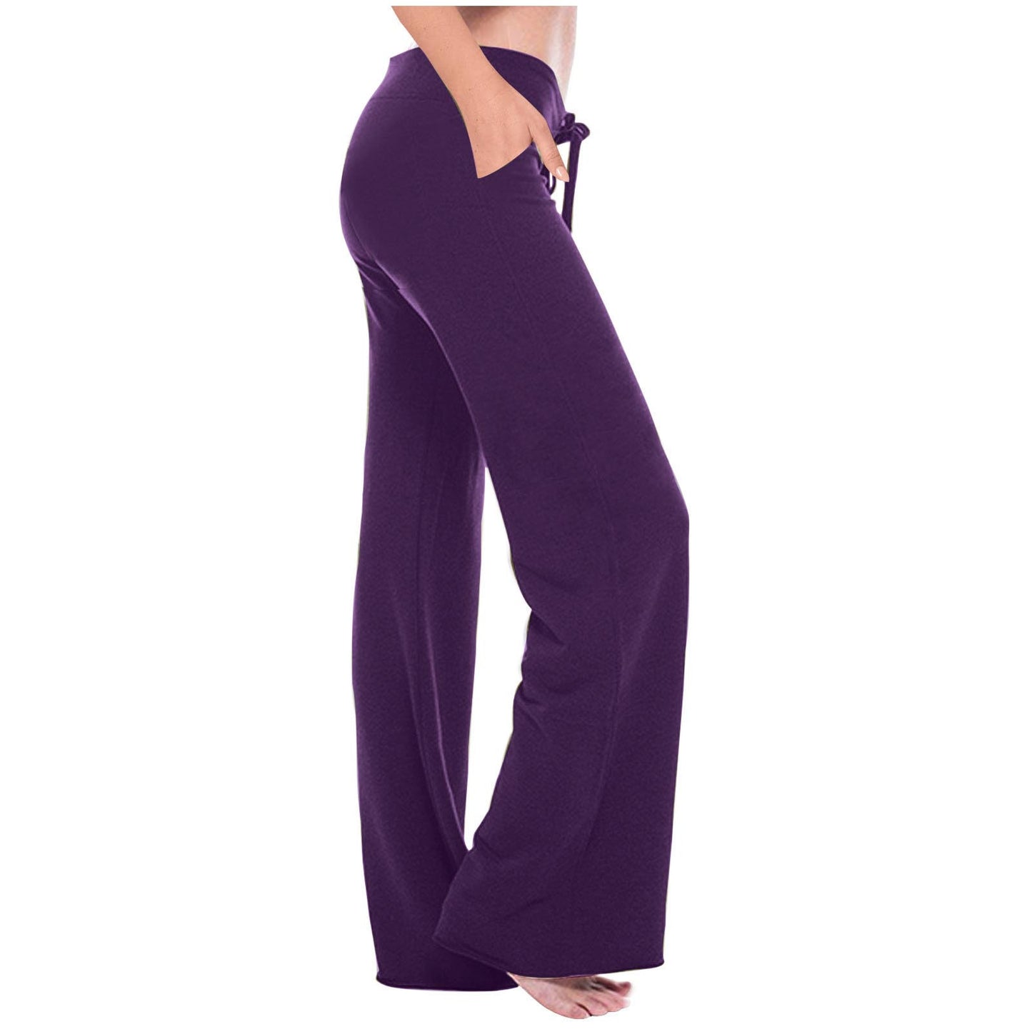 Elastic Waist Oblique Pocket Casual Yoga Trousers