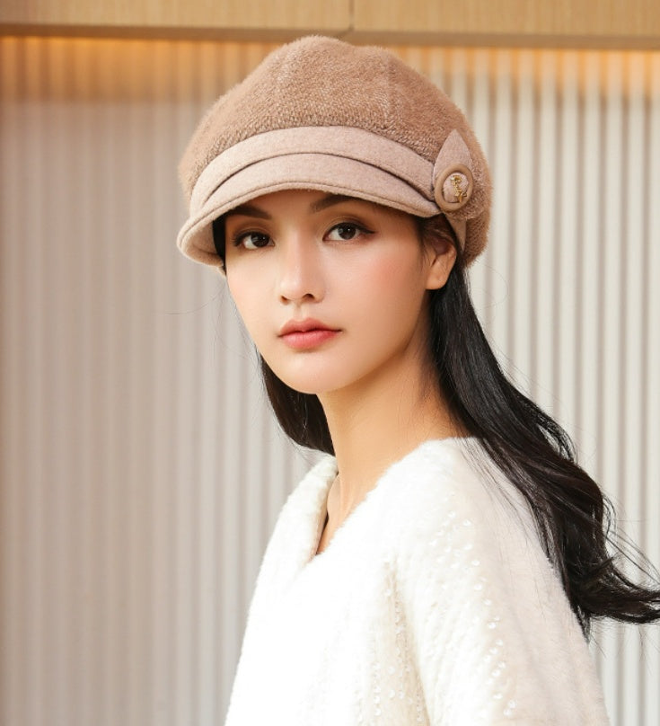 Peaked Cap Beret Women's Earflaps Thickened