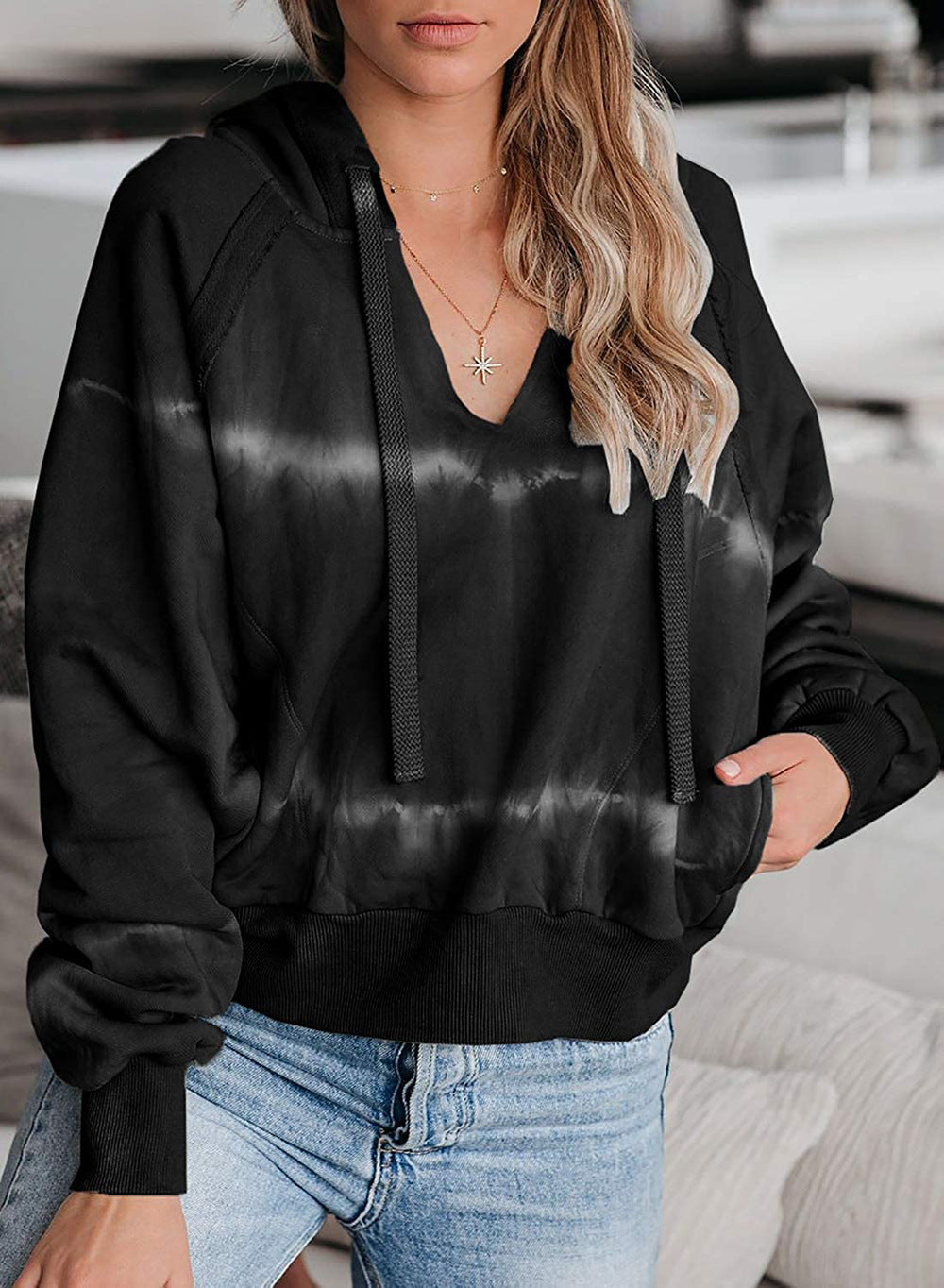 European And American Tie-dye Loose Gradient Casual Hooded Sweater
