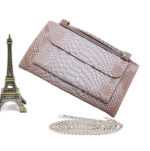 New snake pattern clutch bag handbag chain shoulder Messenger bag wallet ladies long section