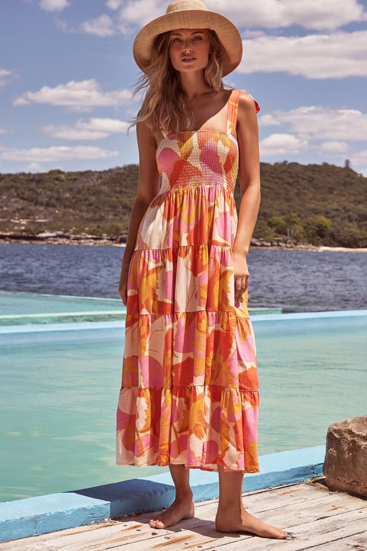 Womens Printed Long Slip Dress