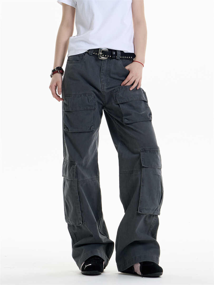 Multi-pocket Cargo Pants Women's Loose Wide Leg Straight Casual Pants