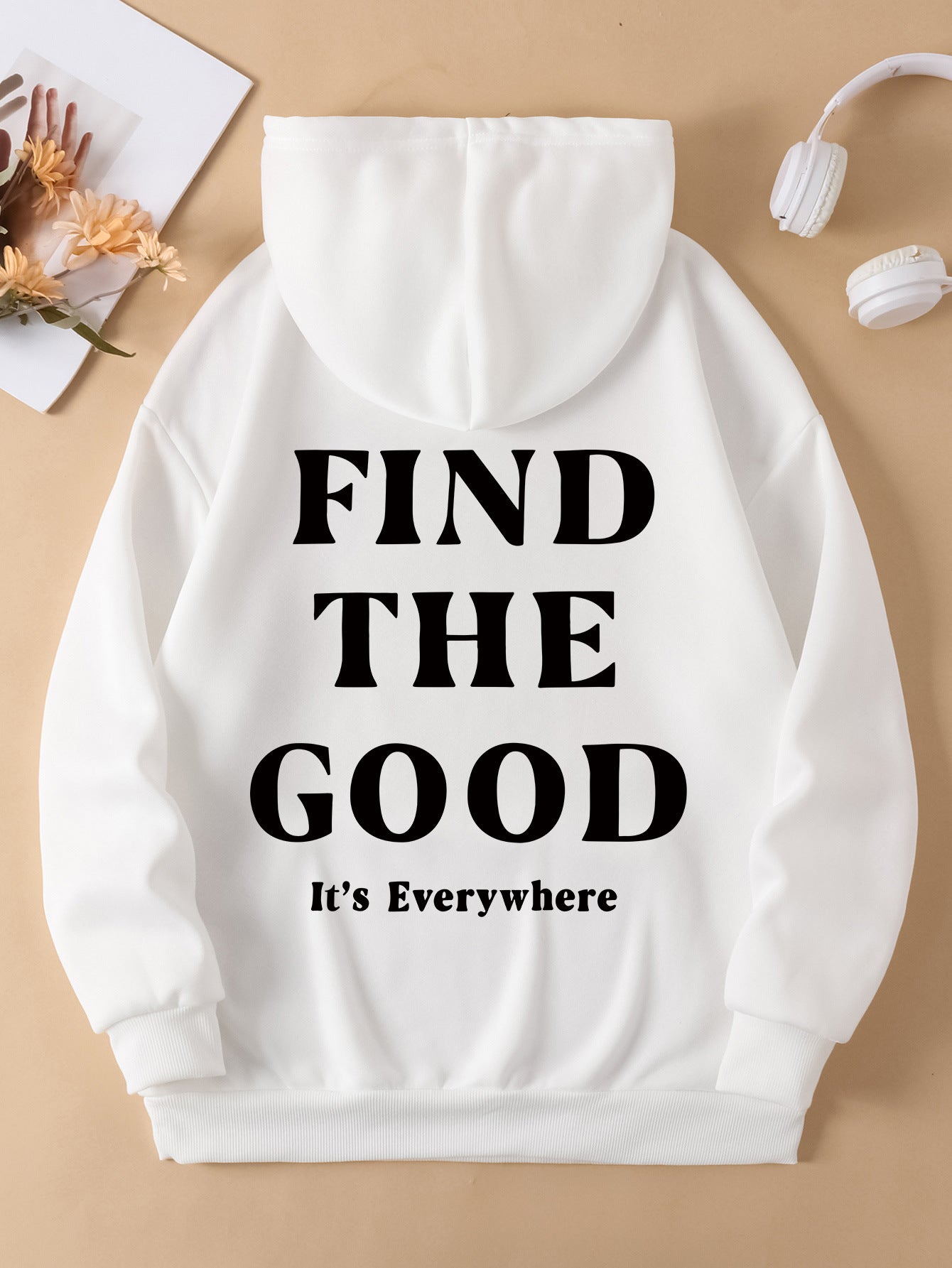 Brushed Hoody Plain Letter Printed Hoodie