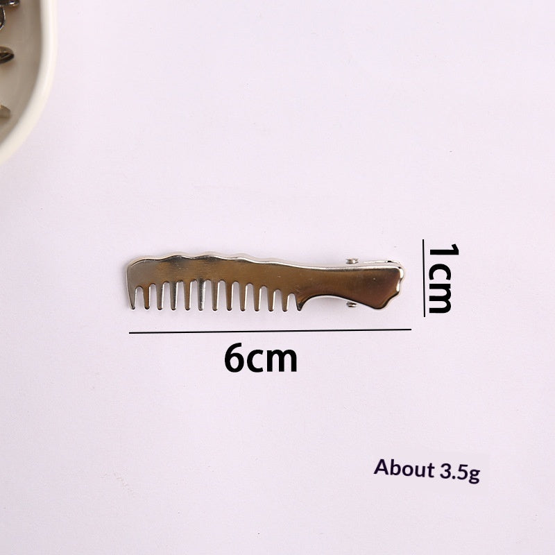 Simple Metal Silver Hair Clip Side-style