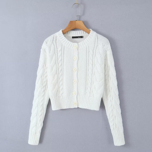 Women's Long-sleeved Knitted Cardigan Short Sweater