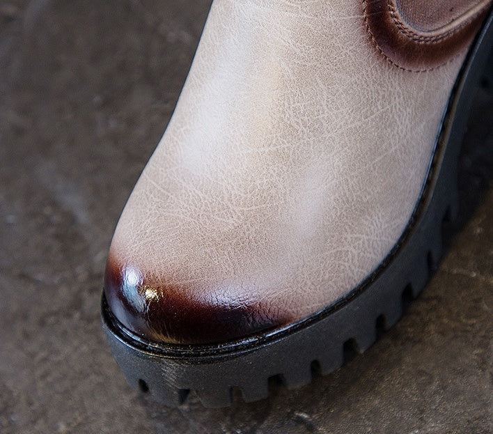 British All-match Leather Shoes Thick Heel Women's Casual High Heels