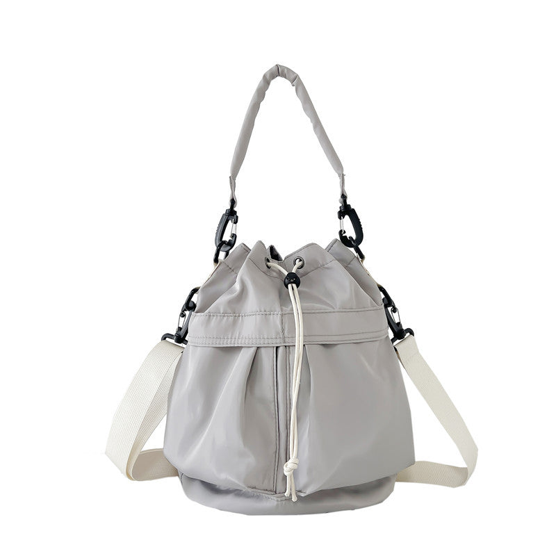 Waterproof Nylon Cloth Drawstring Bucket Bag Large Capacity
