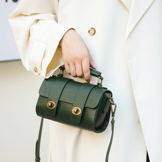 Retro Trendy Messenger Bag Håndtaske i Første Lag Oksehud