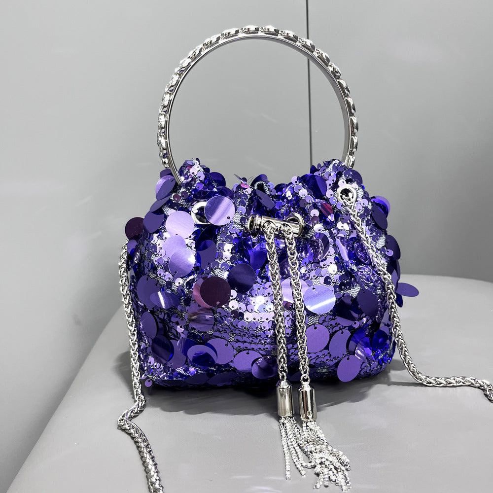 Drawstring Rhinestone Bag Shoulder Crossbody Handbag Women's Bag