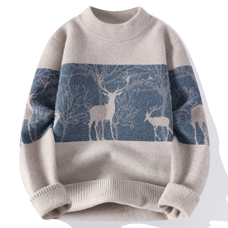 Chenille Mock Neck Sweater Men's Winter Coat