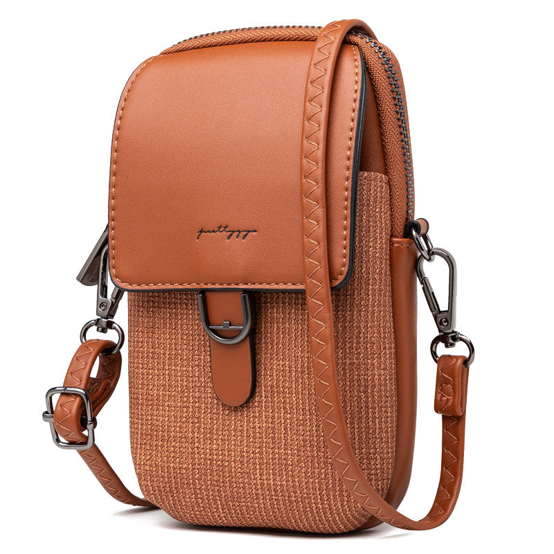 Vertical mobile phone shoulder bag