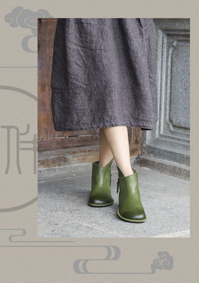 Autumn And Winter Casual Flat-heeled Soft-soled Retro Ankle Boots With Leather Stitching