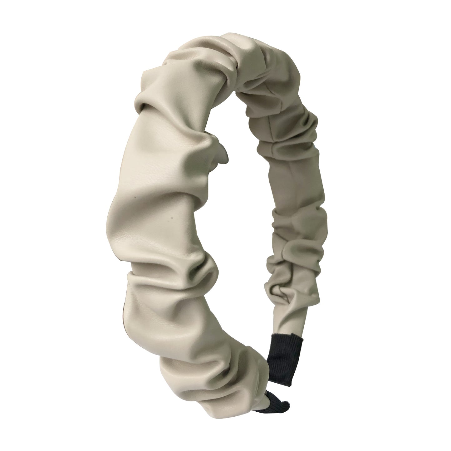 French High-end PU Leather Pleated Headband