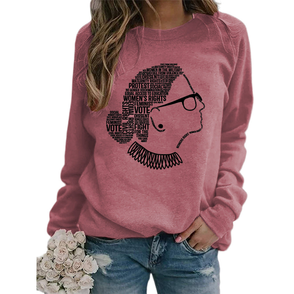 Justice Monogram Print Crew Neck Long Sleeve Sweatshirt