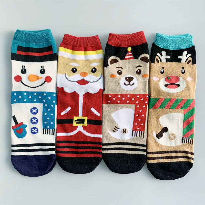 Autumn And Winter Cotton Christmas Colorful Red Socks