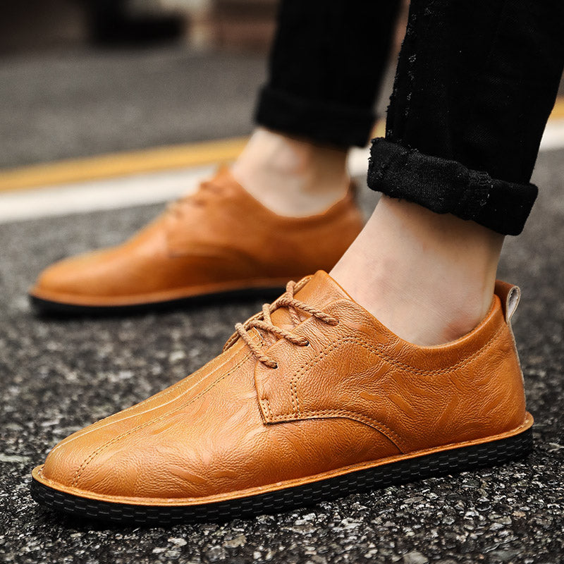 Men's casual leather shoes men's wild Peas